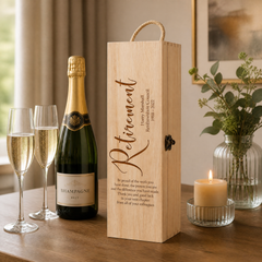 Personalised Retirement Champagne or Wine Bottle Holder Gift Personalised Wine Glasses ukgiftstoreonline