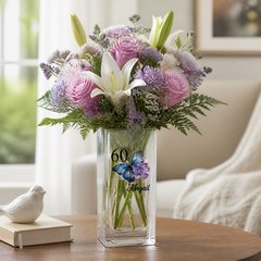 Personalised 60th Birthday Flower Vase Gift Present With Butterfly Personalised Flower Vase ukgiftstoreonline