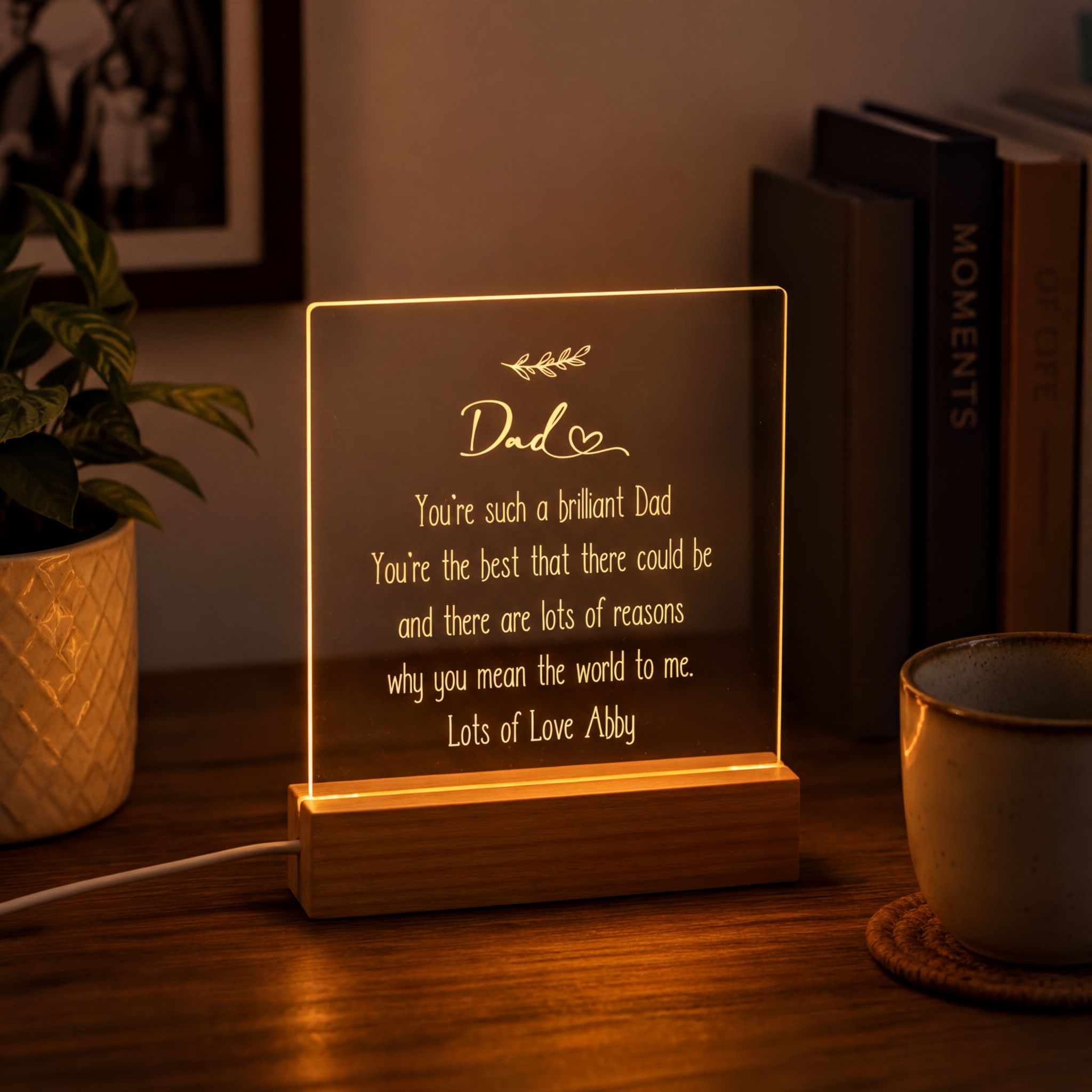 Personalised Dad Sentiment LED Night Lamp Keepsake Gift Personalised Lights ukgiftstoreonline