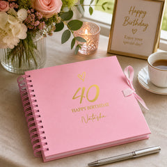 Personalised Birthday Scrapbook, Pink Love Heart Any Age Gift Scrapbook ukgiftstoreonline