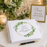 Personalised Wedding Scrapbook Photo Album Eucalyptus and Gold Wreath Scrapbook ukgiftstoreonline