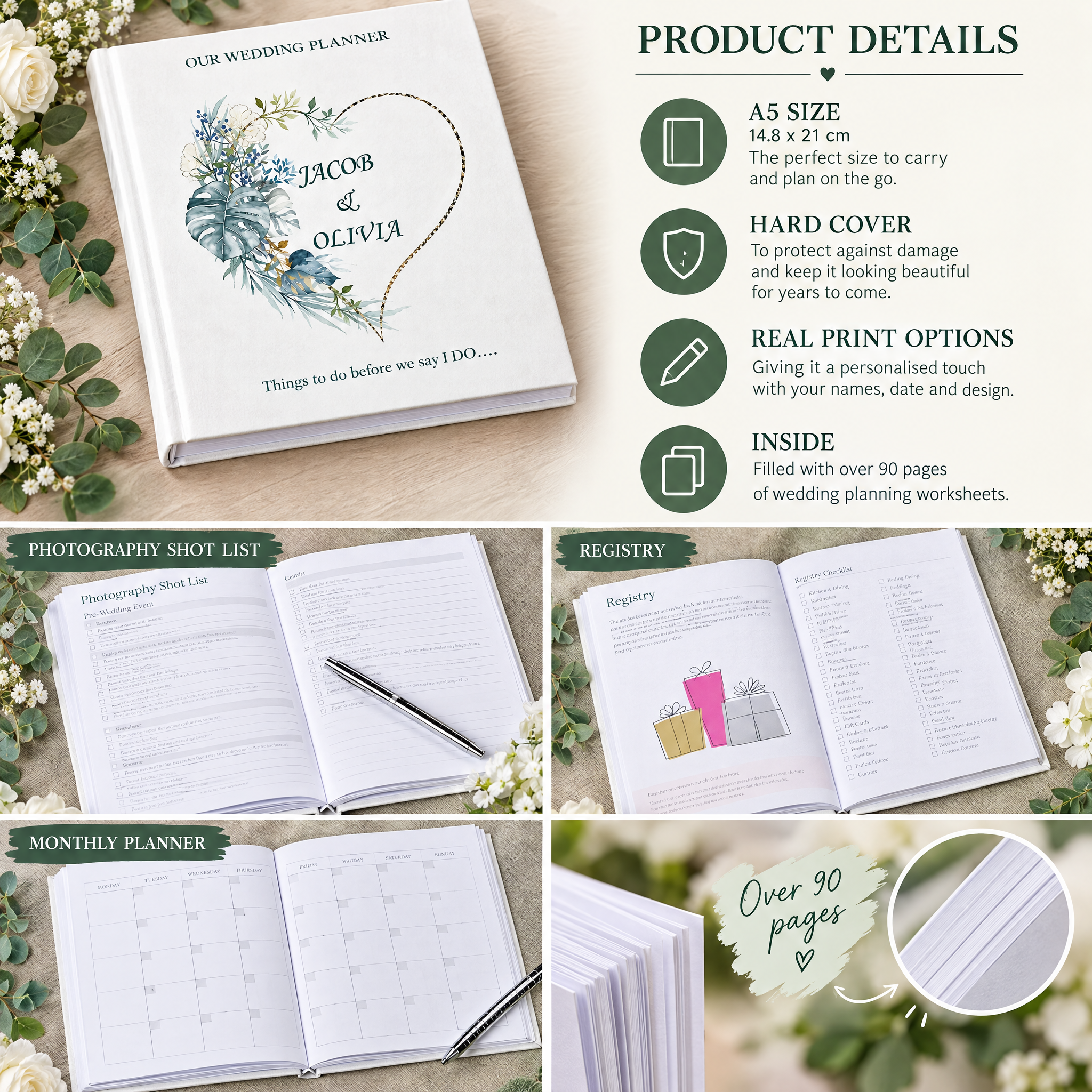 Personalised Wedding Planner Organiser Book Engagement Gift With Blue Palms Wedding Planner ukgiftstoreonline