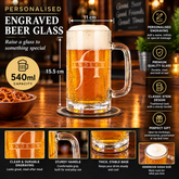 Personalised Engraved Name and Alphabet 540ml Beer Glass Mug Gift for Him Personalised Birthday Gift ukgiftstoreonline