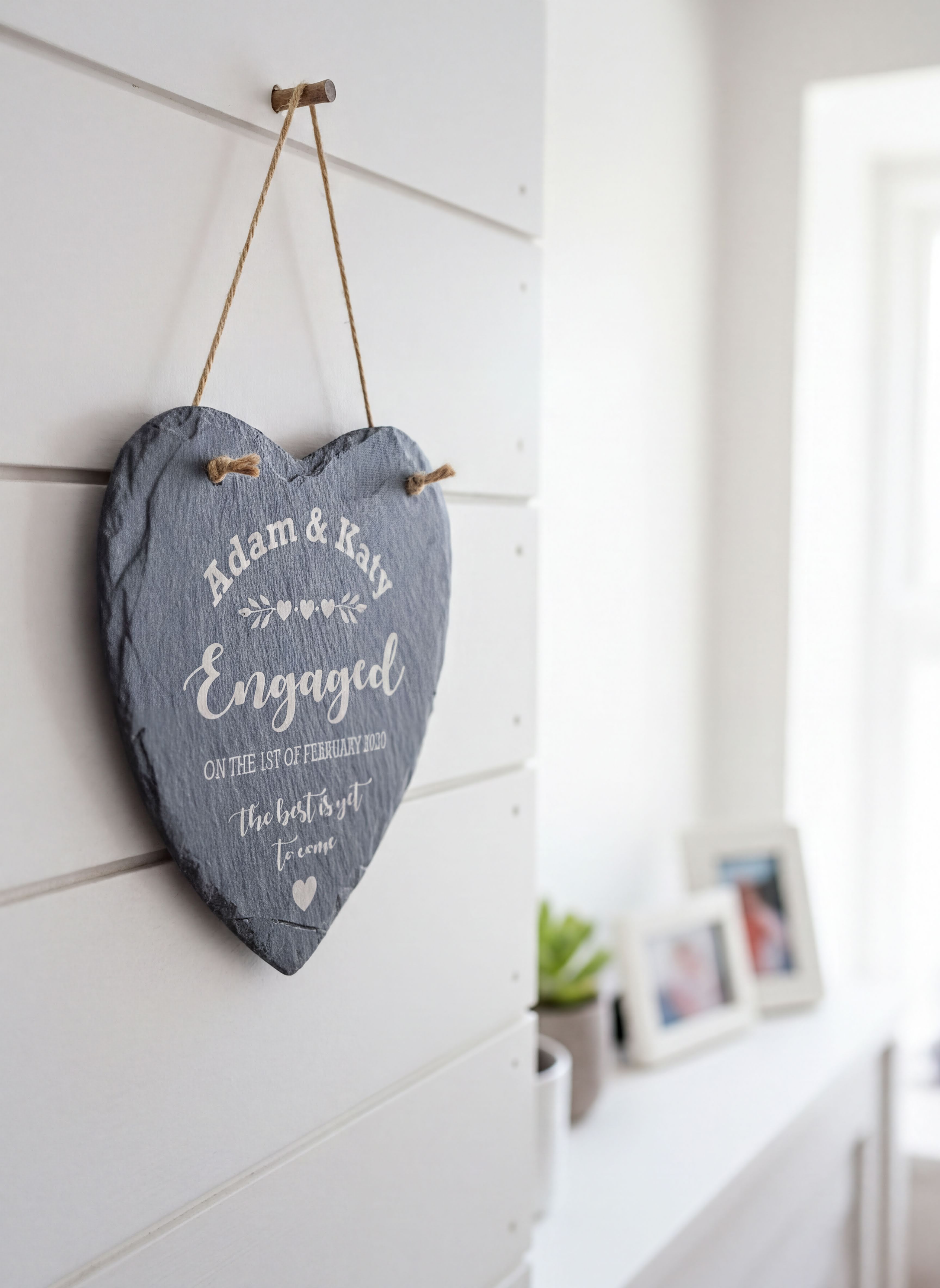 Engagement Gift Personalised Engraved Slate Heart Stone Personalised Engagement Gift ukgiftstoreonline