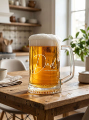 Personalised Dad Beer Glass Tankard Engraved Pint Custom Name Father’s Day Gift personalised beer glass tankard ukgiftstoreonline