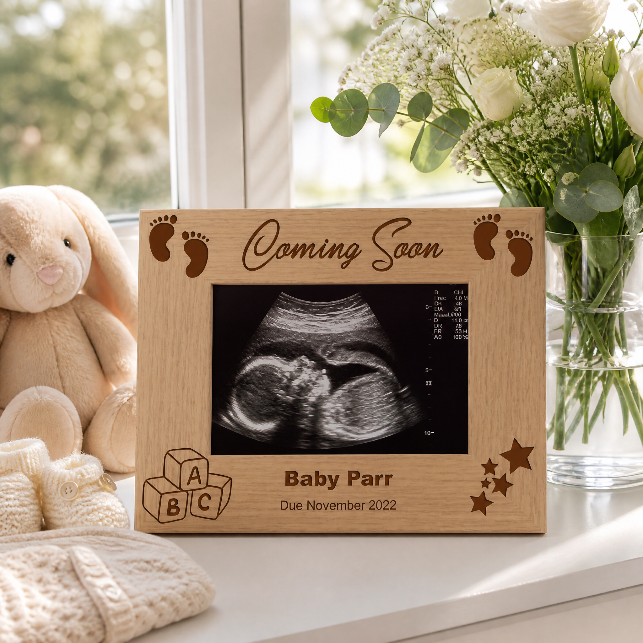 Personalised Pregnancy Announcement Wooden Baby Scan Photo Frame Gift Baby Photo Frame ukgiftstoreonline