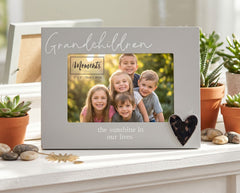 Grandchildren Silver Heart Photo Frame 6'x4' Picture with Sentiment, Freestanding and Gift Boxed photo frame ukgiftstoreonline
