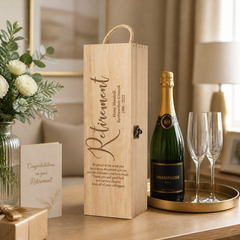 Personalised Retirement Champagne or Wine Bottle Holder Gift Personalised Wine Glasses ukgiftstoreonline