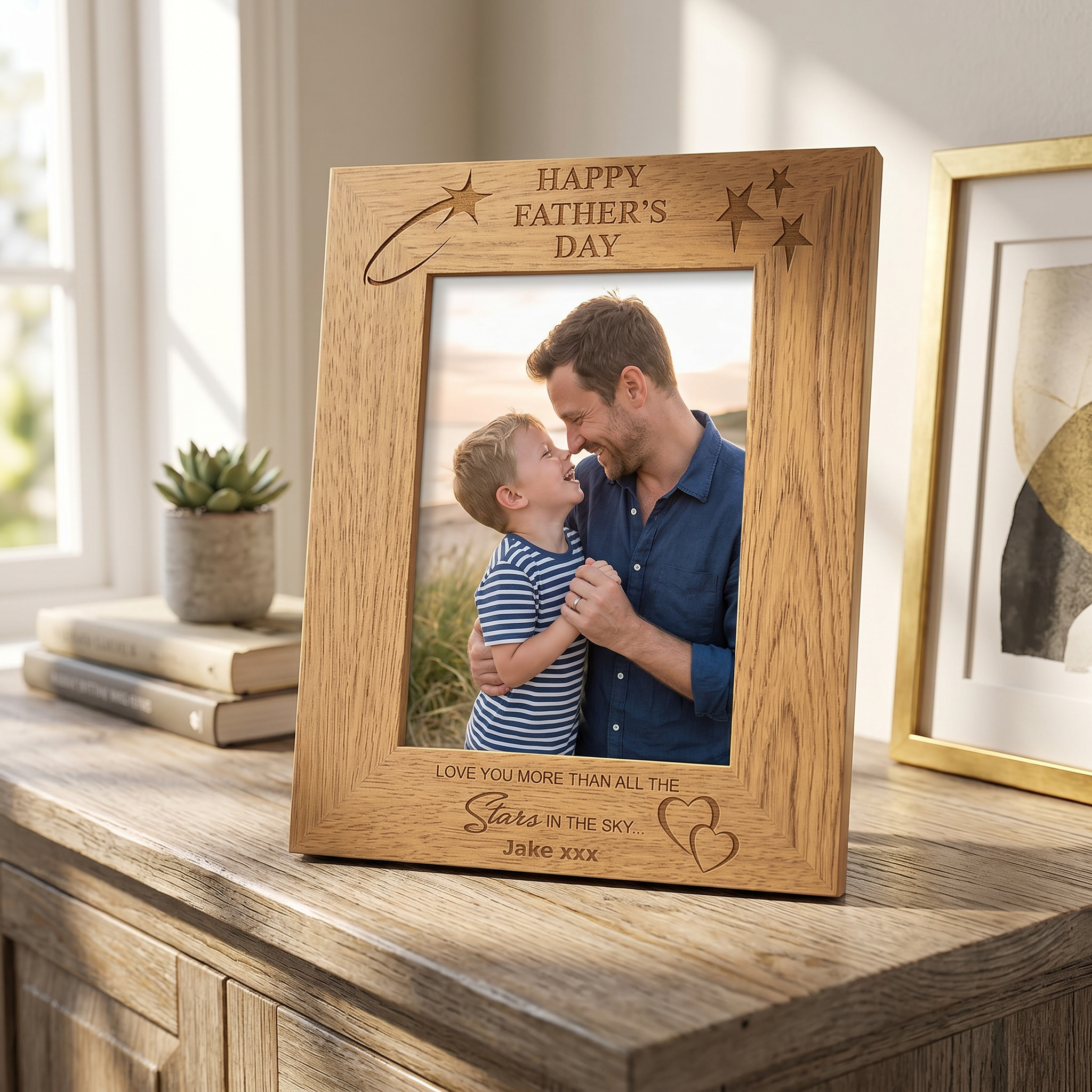 Personalised Fathers Day Love You Wooden Photo Frame Gift Father Photo Frame ukgiftstoreonline