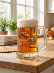 Personalised Dad Beer Glass Tankard Engraved Pint Custom Name Father’s Day Gift personalised beer glass tankard ukgiftstoreonline