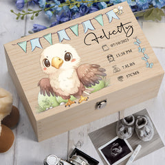 Personalised Wooden Baby Memory Keepsake Box With Cute Animals