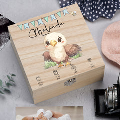 Personalised Wooden Baby Memory Keepsake Box With Cute Animals