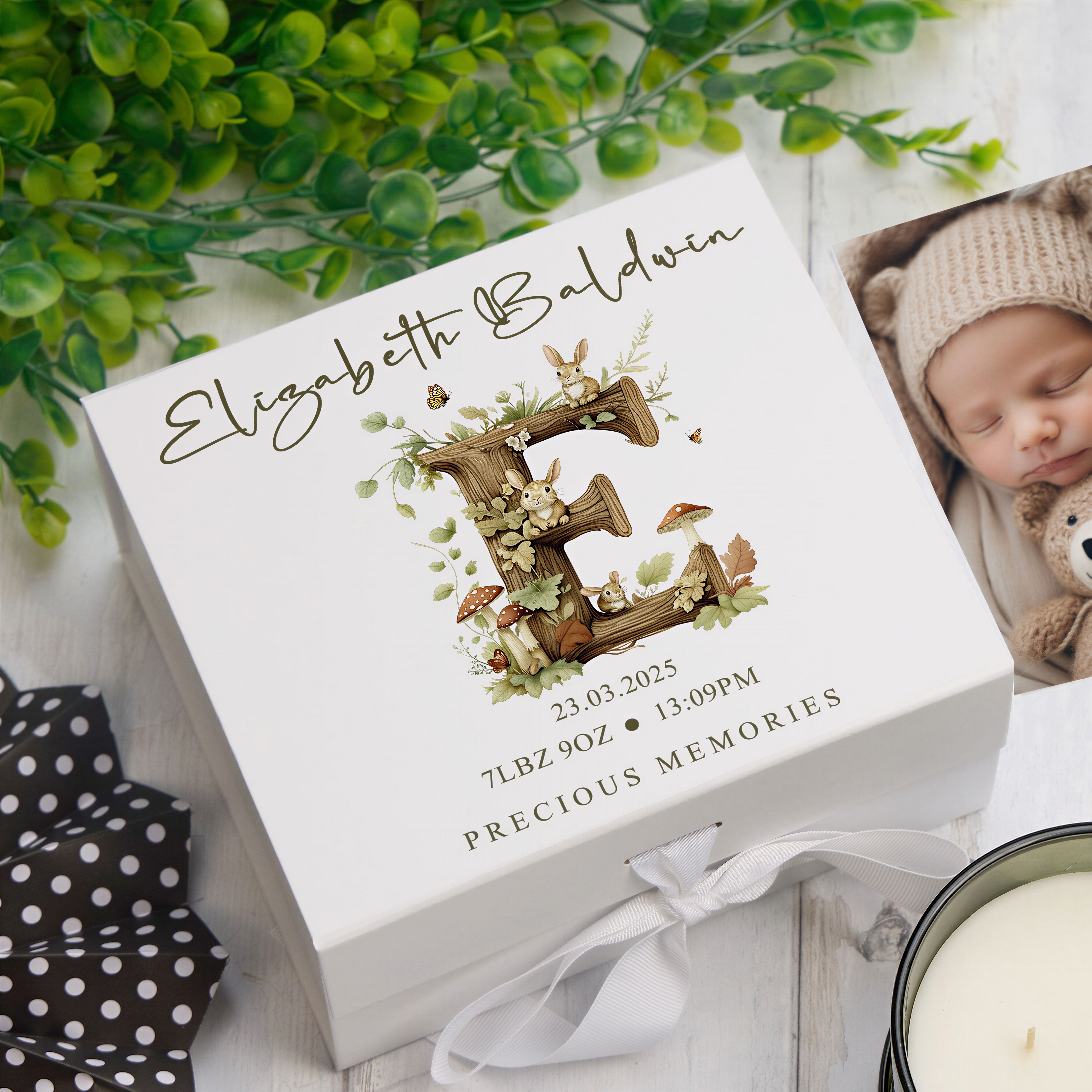 Personalised Baby Memory Box, Woodland Alphabet Keepsake Gift Set ukgiftstoreonline
