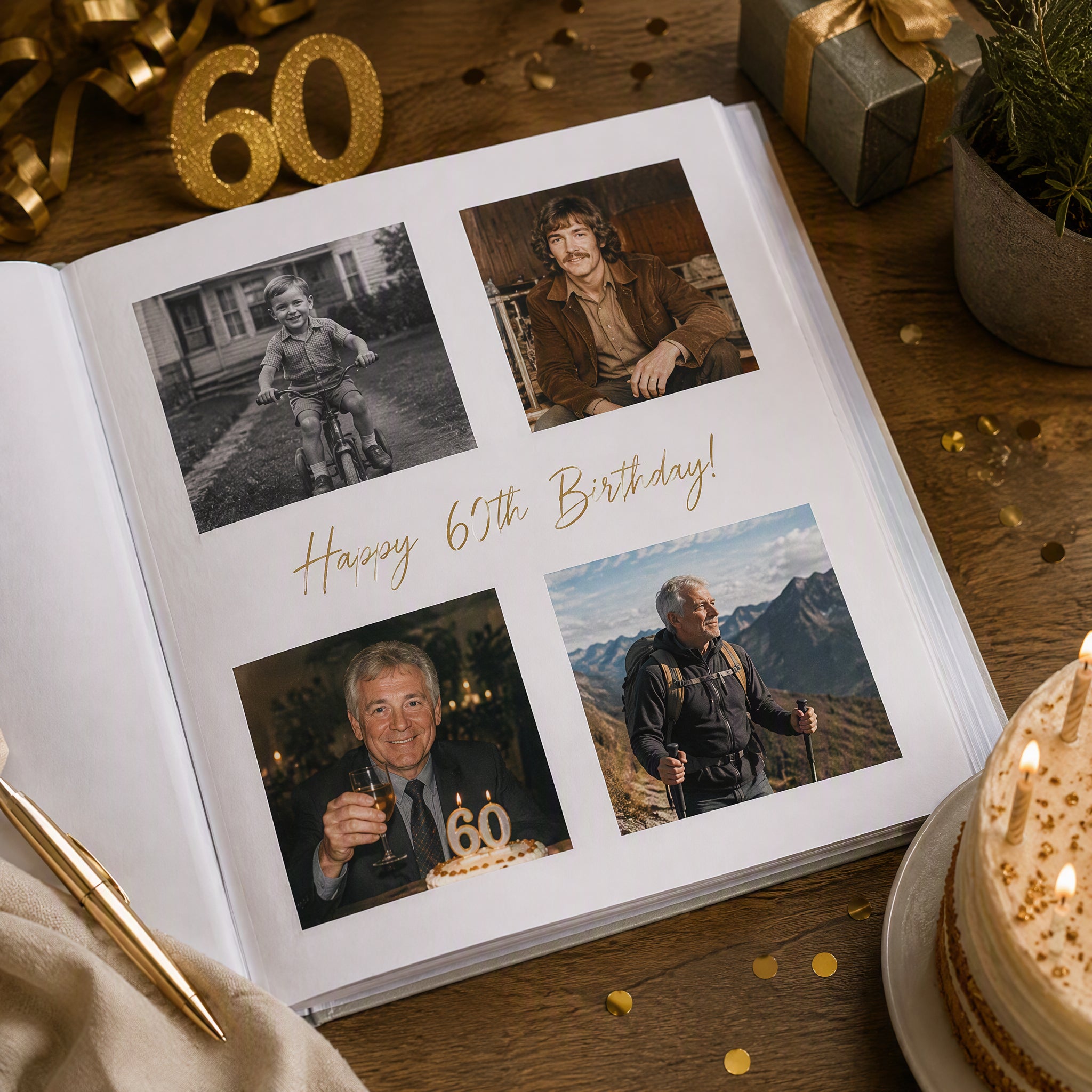 Personalised Large Linen 60th Birthday Photo Album With Balloons Photo Album ukgiftstoreonline