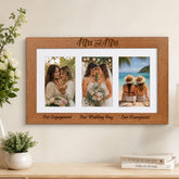 Mrs And Mrs Photo Frame | 6X4 Triple Display, Wall Hung Keepsake ukgiftstoreonline