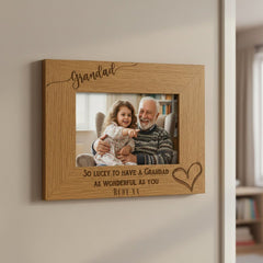 Personalised Grandad Photo Frame – Wooden Engraved Gift With Custom Message grandad photo frame ukgiftstoreonline