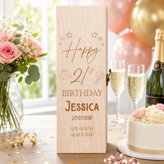 Personalised Birthday Any Age Wooden Wine or Champagne Gift Box Champagne Bottle Holders ukgiftstoreonline
