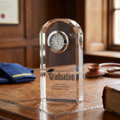 Personalised Graduation Crystal Glass Clock Gift Memory Keepsake Personalised Crystal Glass ukgiftstoreonline