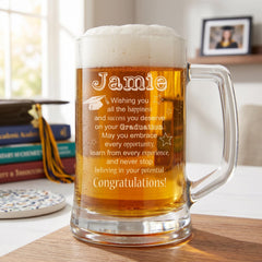 Personalised Beer Tankard – Engraved Glass Mug 510ml | Graduation Gift Boxed ukgiftstoreonline