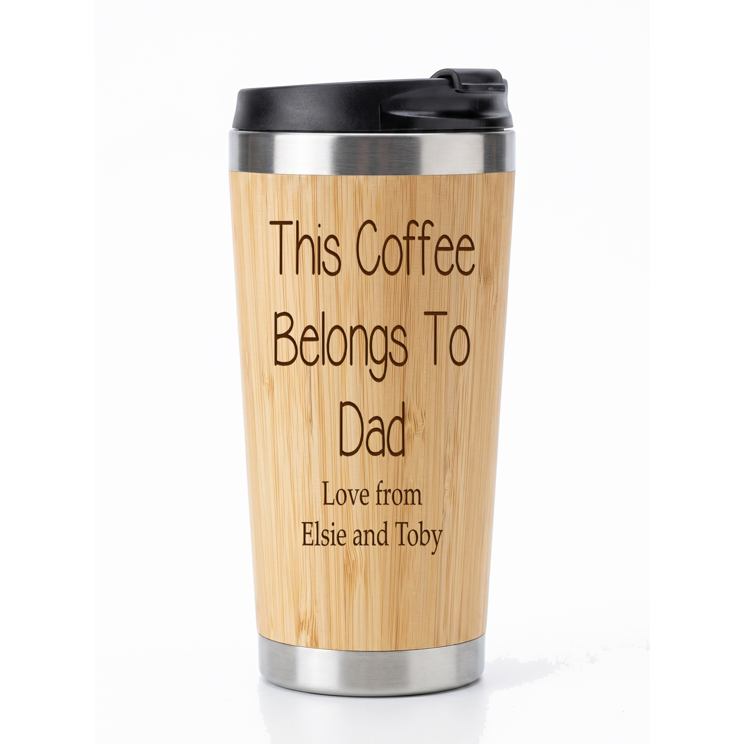 Dad's Bamboo Travel Mug, Personalised (Reusable, Sustainable 420ml) Personalised Mugs ukgiftstoreonline