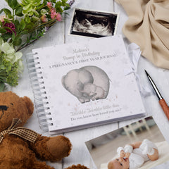 Personalised Pregnancy Journal and First Year Record Book Elephant Themed