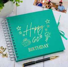 60th Birthday Memory Scrapbook Album With Present Design Various Colours Available