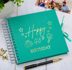 40th Birthday Memory Scrapbook Album With Present Design Various Colours Available