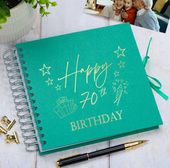 70th Birthday Memory Scrapbook Album With Present Design Various Colours Available