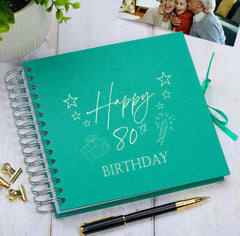 80th Birthday Memory Scrapbook Album With Present Design Various Colours Available