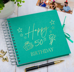 50th Birthday Memory Scrapbook Album With Present Design Various Colours Available