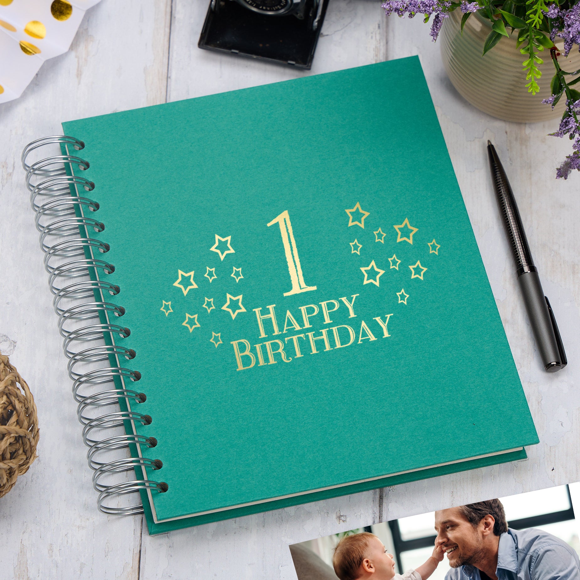 Large 1st Birthday Photo Album Memory Keepsake Gift With Stars Photo Album ukgiftstoreonline Emerald Green 4x6 Inch Album