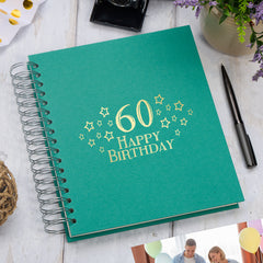 Large 60th Birthday Photo Album Memory Keepsake Gift With Stars Photo Album ukgiftstoreonline Emerald Green 4x6 Inch Album