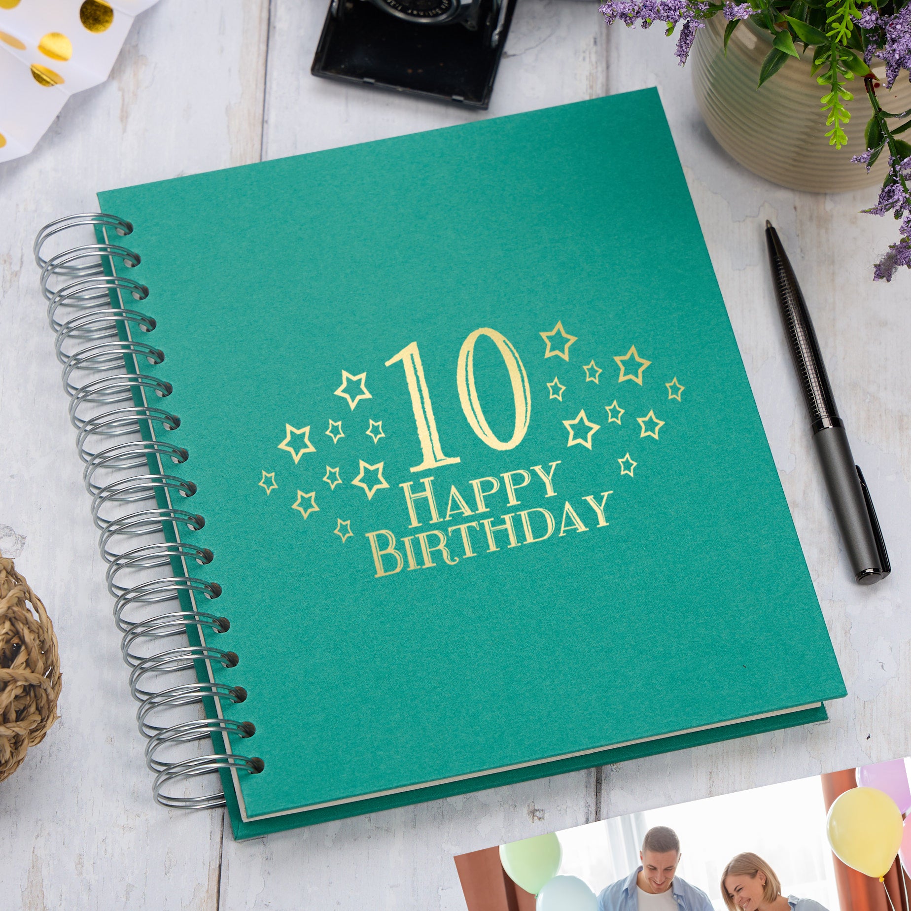 Large 10th Birthday Photo Album Memory Keepsake Gift With Stars Photo Album ukgiftstoreonline Emerald Green 4x6 Inch Album