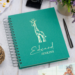 Personalised Large Baby Photo Album Memory Keepsake With Giraffe Photo Album ukgiftstoreonline Emerald Green 4x6 Inch Album