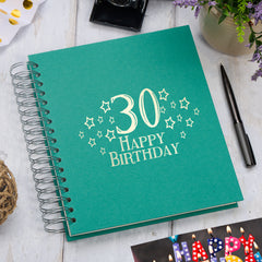 30th Birthday Memory Photo Album Star Design With Various Colours Photo Album ukgiftstoreonline Emerald Green 4x6 Inch Album