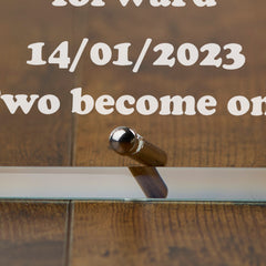 Personalised Engraved Heart Glass Plaque Wedding Bride and Groom Gift