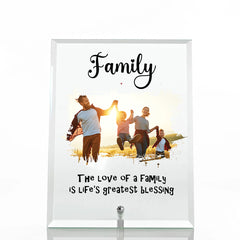 Personalised Family Photo Keepsake Gift Glass Plaque With Sentiment