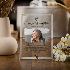 Personalised Exclusive Sympathy Photo Keepsake Gift Glass Plaque Bereavement, Memorial Gift