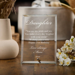 Personalised Engraved Glass Plaque Daughter Gift