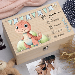 Personalised Wooden Baby Memory Keepsake Box With Cute Animals