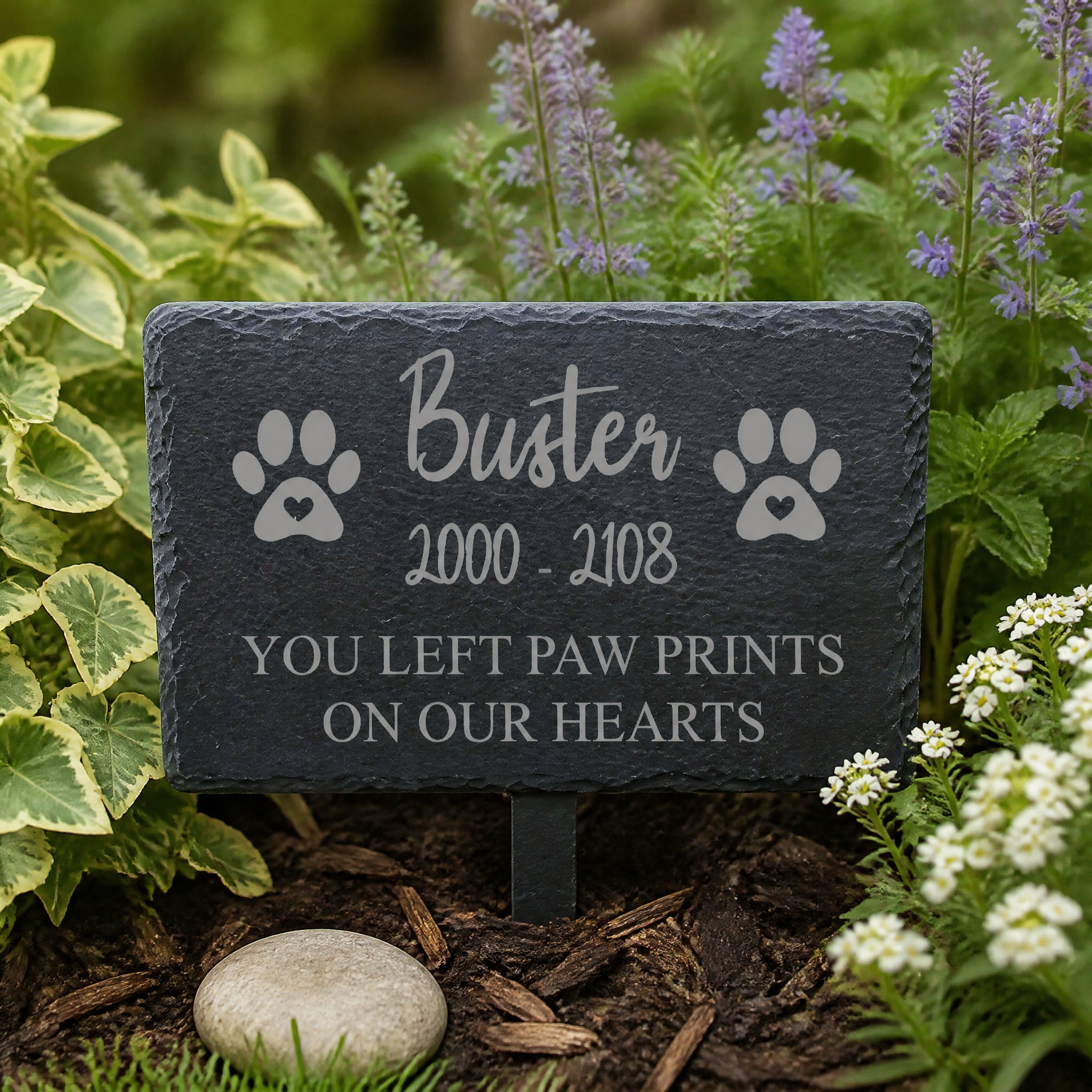 Engraved Memorial Plaque For Pet Dog or Cat- Personalised Pet Grave Stone Slate Marker Personalised Garden Stone Slate ukgiftstoreonline