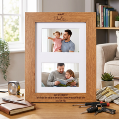 Personalised Dad Double Photo Picture Frame With Leaf Landscape Daddy Photo Frame ukgiftstoreonline