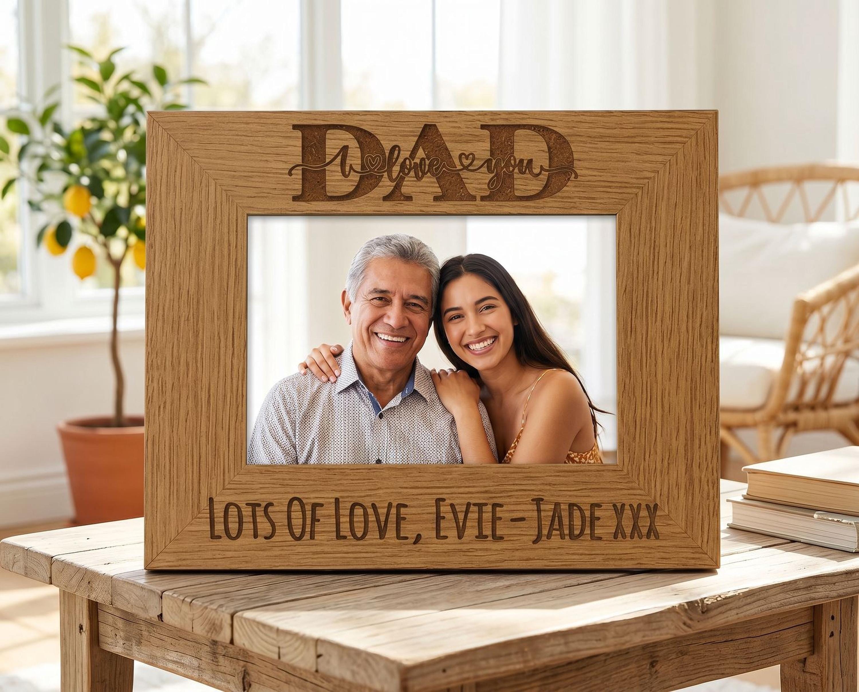 Dad Photo Frame - Personalised Oak Wood Frame With Custom Message & Engraved Keepsake picture frame ukgiftstoreonline