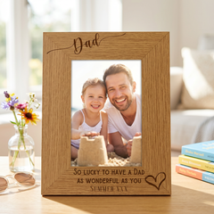 Personalised Dad Love Heart Engraved Portrait Photo Frame Gift personalised photo frames ukgiftstoreonline