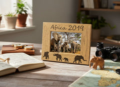 Personalised Elephant Design Engraved Wooden Photo Frame Travel Gift Photo Frame ukgiftstoreonline