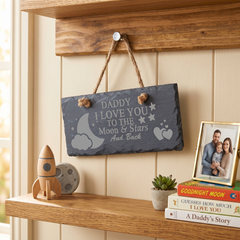 Slate Plaque – Daddy I Love You To The Moon And Back – Personalised Keepsake Gift Personalised Slate Marker ukgiftstoreonline