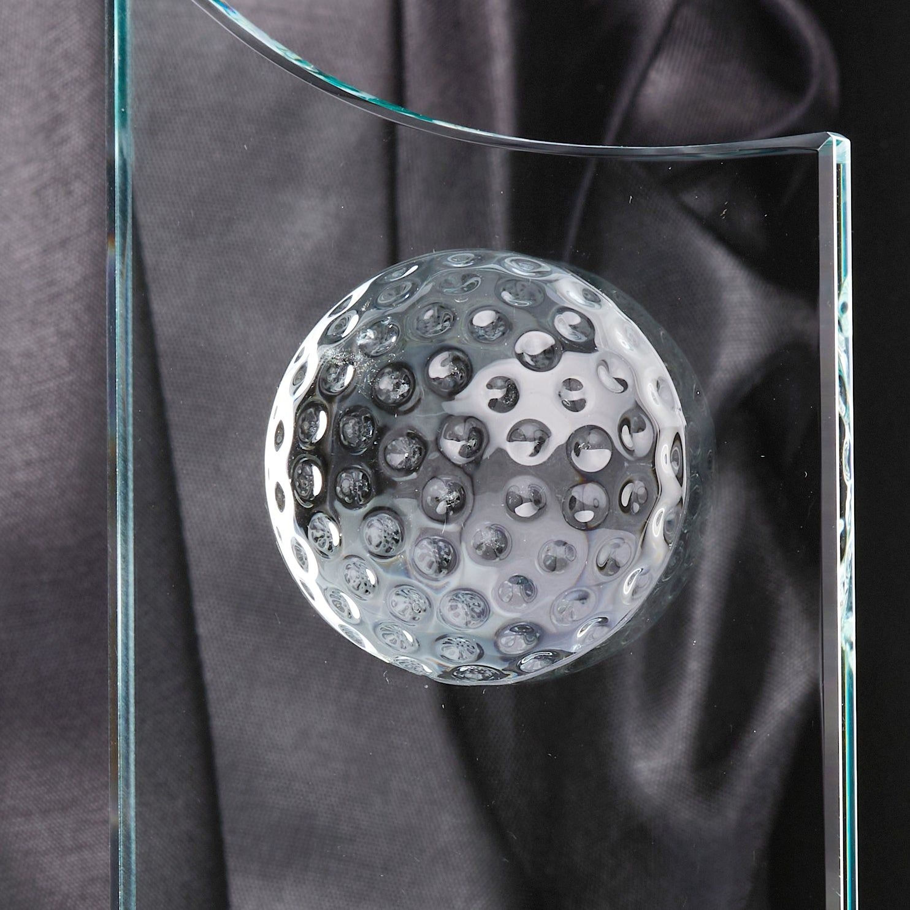 Large Jade Glass Personalised Golf Trophy With 3D Ball Jade Glass ukgiftstoreonline