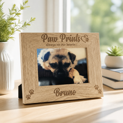 Personalised Pet Dog Photo Frame Remembrance Cat Puppy Paw Prints Pet Photo Frame ukgiftstoreonline