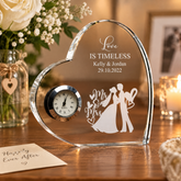 Personalised Engraved Heart Crystal Glass Clock Wedding Gift Or Wedding Present Personalised Crystal Glass ukgiftstoreonline