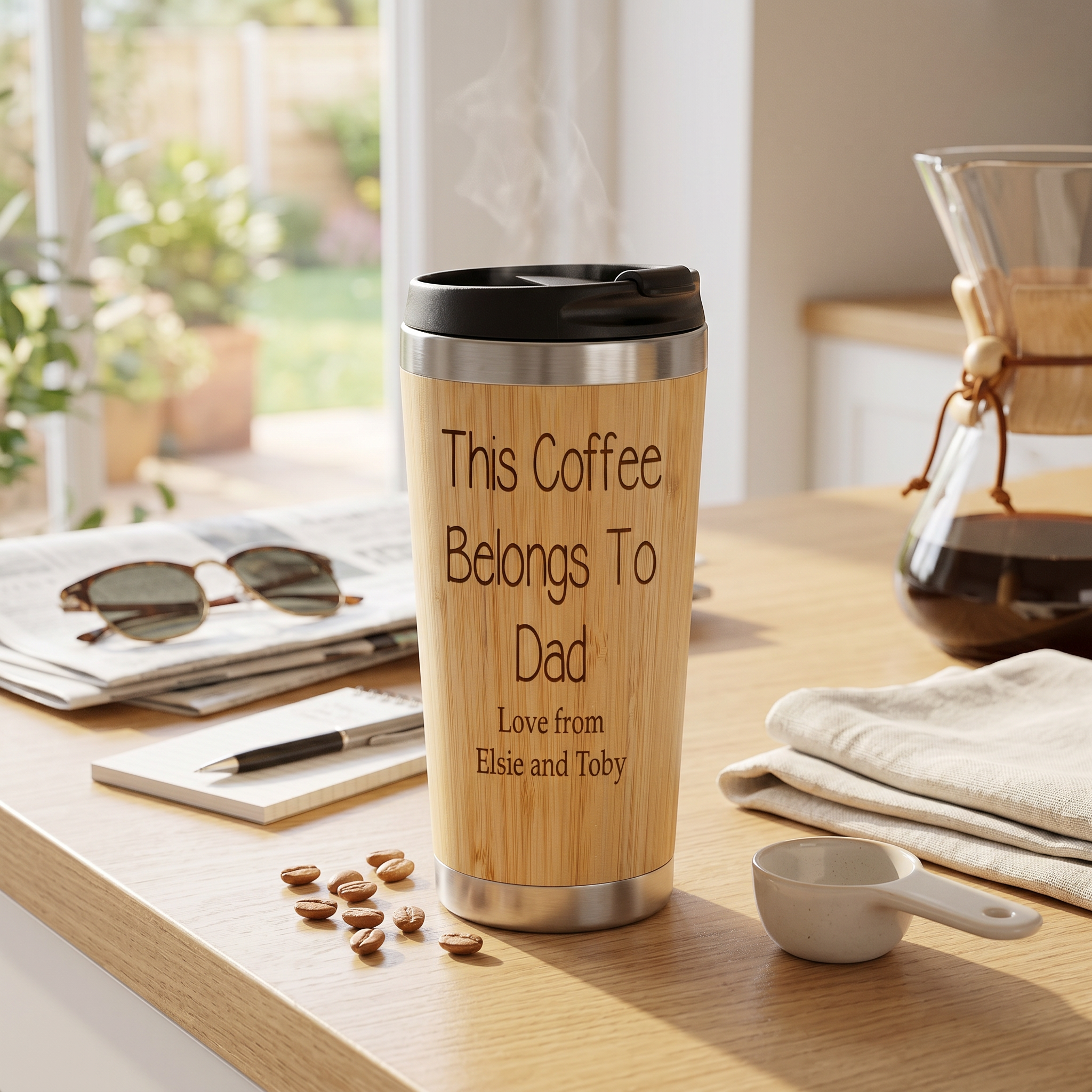 Dad's Bamboo Travel Mug, Personalised (Reusable, Sustainable 420ml) Personalised Mugs ukgiftstoreonline